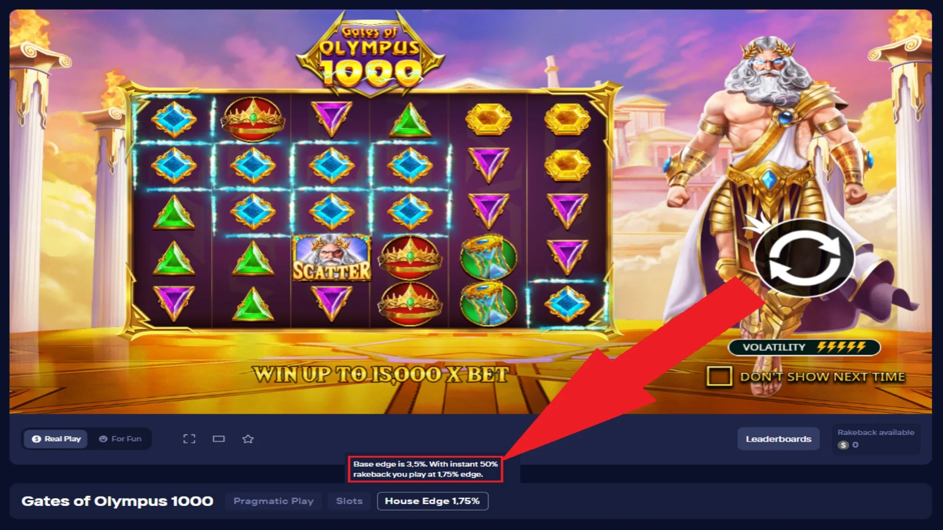 Duel Casino bonus system - instant rakeback